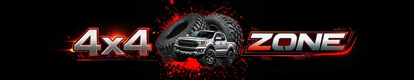 Logo for 4x4 Zone with a 4WD truck and tire graphic on a black background