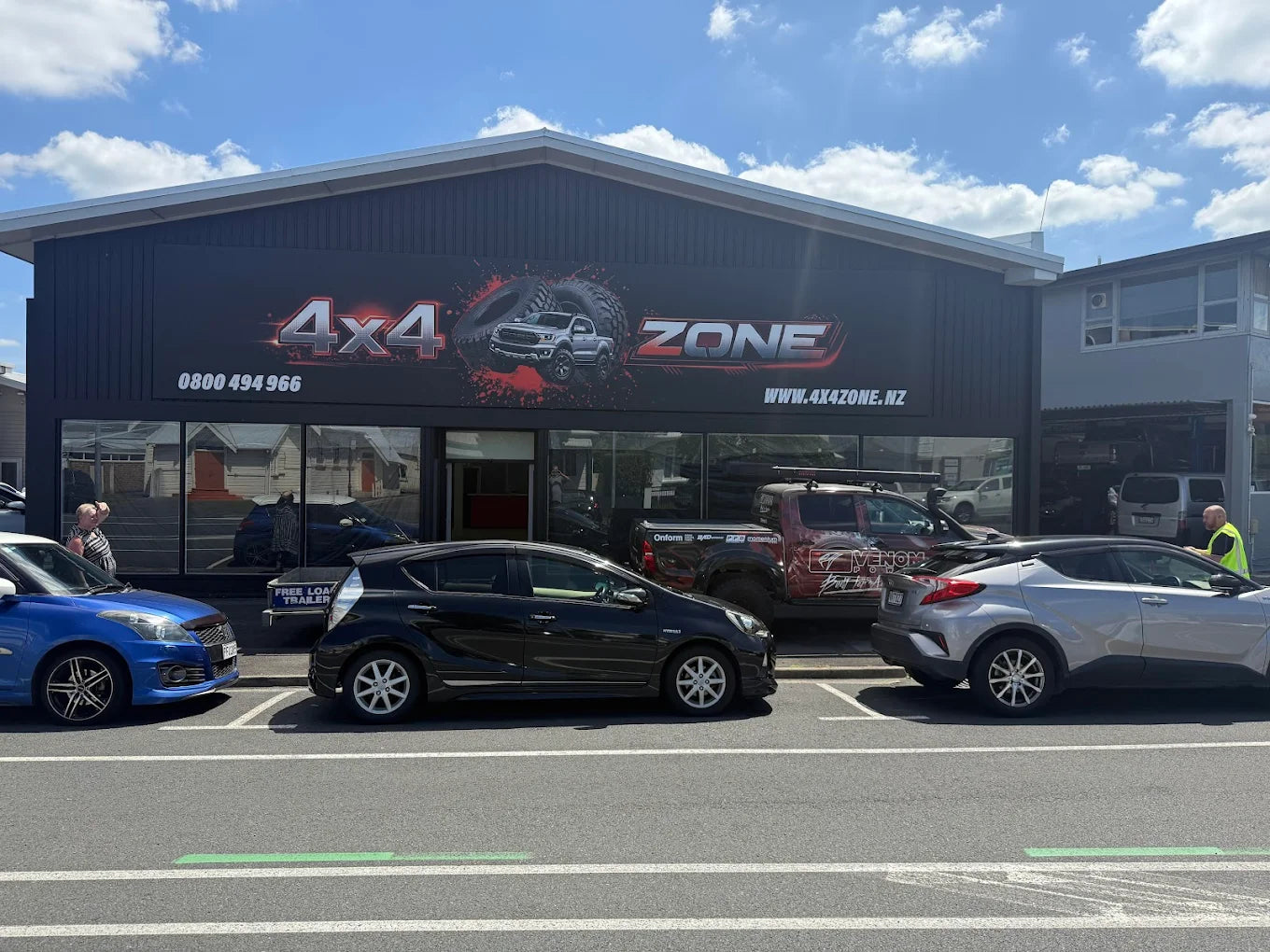 4x4 Zone warehouse and showroom hamilton, nz. 4x4, 4WD, store, and tyre specialists store on street