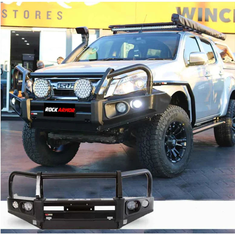 Black steel truck bumper for Isuzu Dmax 2012-2020 Elite Steel Bullbar replacement