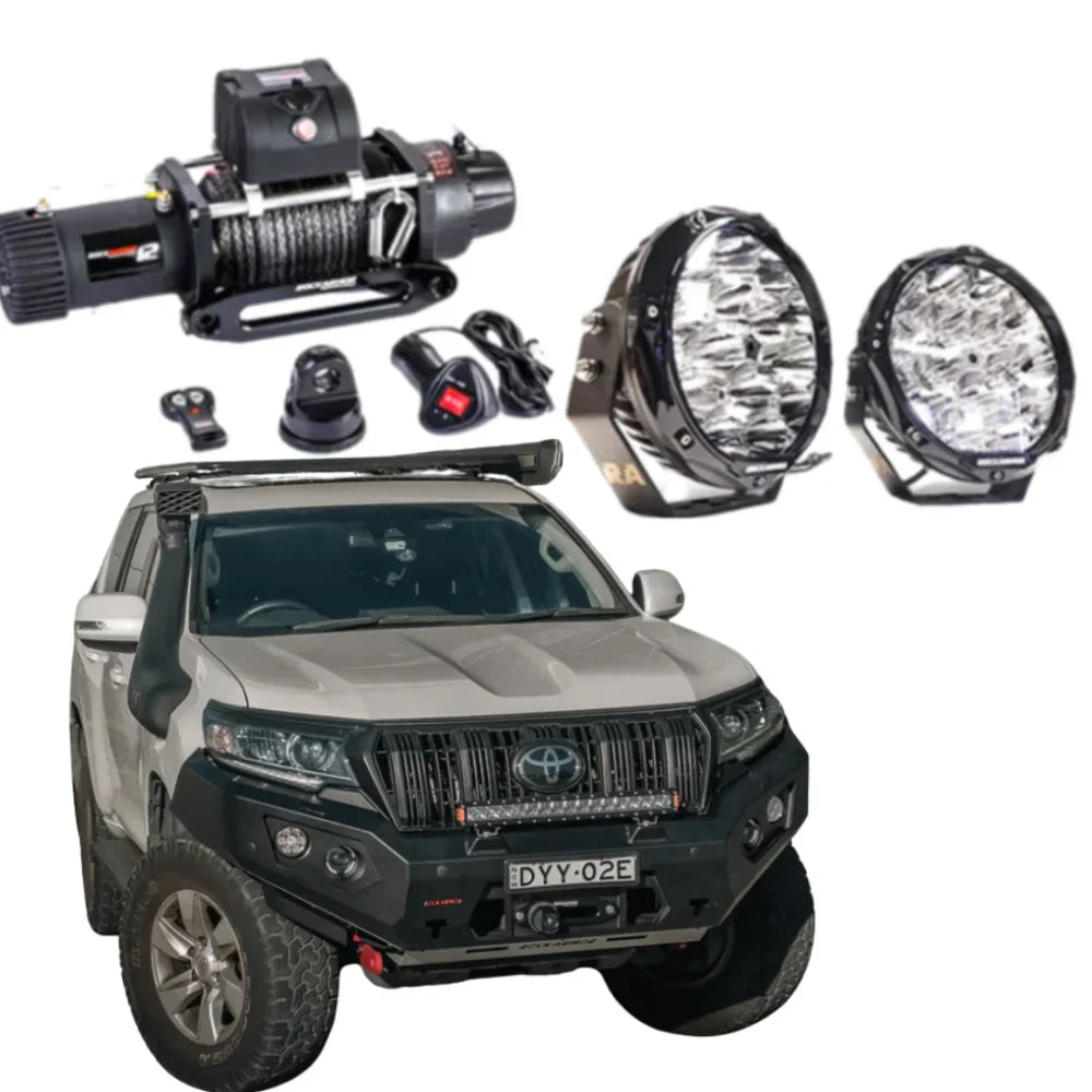 Rockarmor Gt Steel Hoopless Bullbar Combo - Toyota Prado 150 11/2017-Current - Winch Bar Combo
