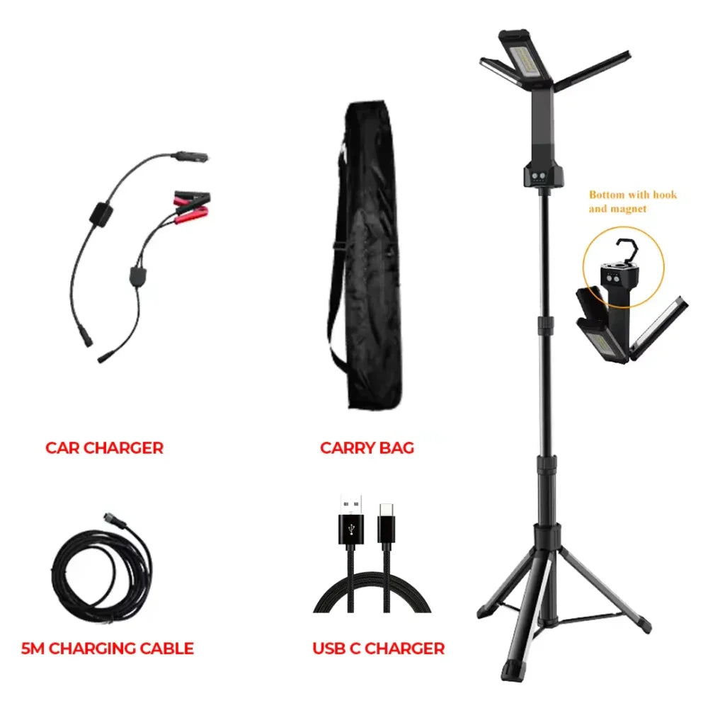 rockarmor LED light stand for tents and ornings, and portable charing and electronic gear for 4WD tours
