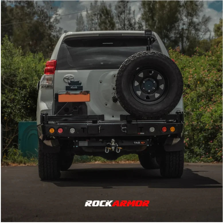 White SUV with rear spare wheel carrier for Toyota Landcruiser 150 Series Gen III Dual