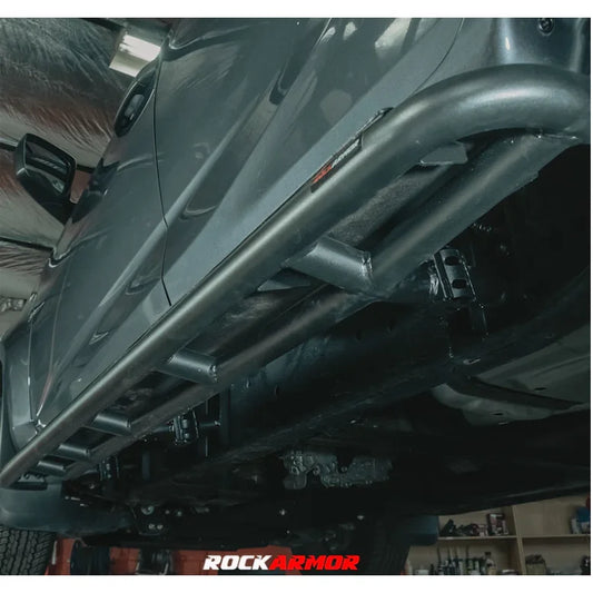 Gray metal rock slider for Isuzu Dmax with 52mm diameter rock sliders side steps